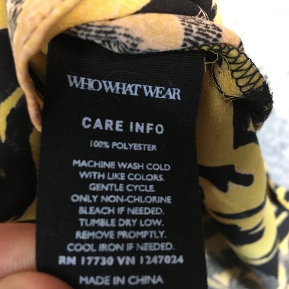 Who What Wear Top XXL Sleeveless Tank Black Yellow Floral Career Back Button - Picture 7 of 12